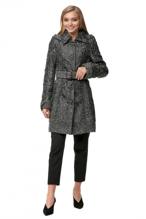 Женское пальто из текстиля с капюшоном 8012234