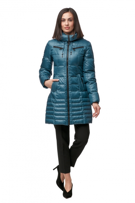 Женское пальто из текстиля с капюшоном 8012368