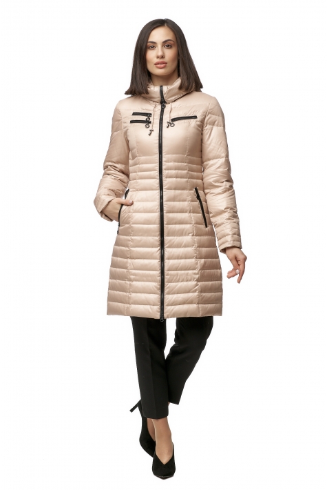 Женское пальто из текстиля с капюшоном 8012370