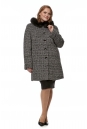 Женское пальто из текстиля с капюшоном, отделка песец 8017822