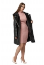 Женское кожаное пальто из эко-кожи с капюшоном, отделка искусственный мех 8019893-4