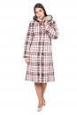 Женское пальто из текстиля с капюшоном, отделка песец 8021778