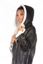 Женское кожаное пальто из эко-кожи с капюшоном, отделка искусственный мех 8023158-3