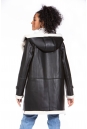 Женское кожаное пальто из эко-кожи с капюшоном, отделка искусственный мех 8023158-12